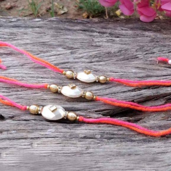 Fancy Fashionable Stone Beaded Rakhi Set of 3
