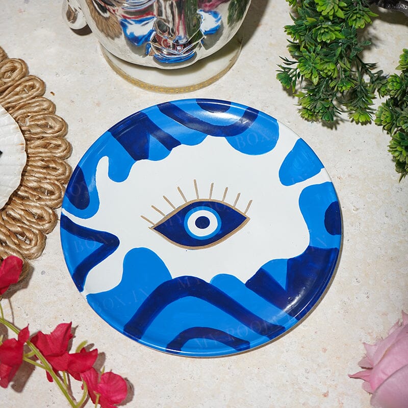 Hand-Painted Big Evil Eye for Good Luck Wall Decor Plate