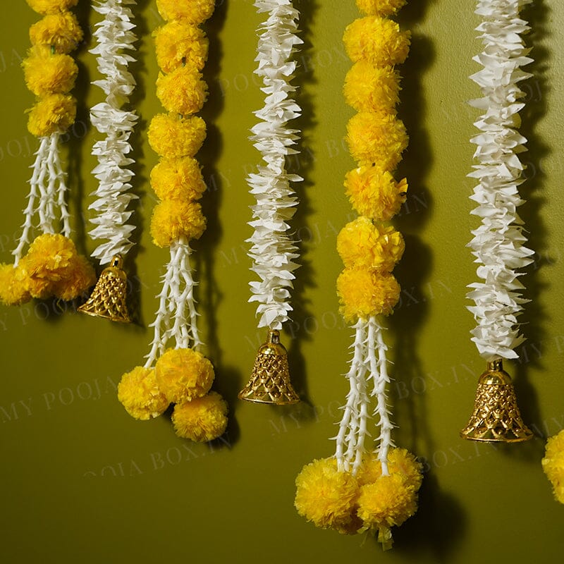 Artificial Jasmine Flower And Yellow Marigold Backdrop Decoration