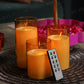LED Flickering Golden Acrylic Glass Pillar Candles With Remote (Set of 3)