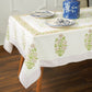 Dahlia Floral Block Printed Tablecloth