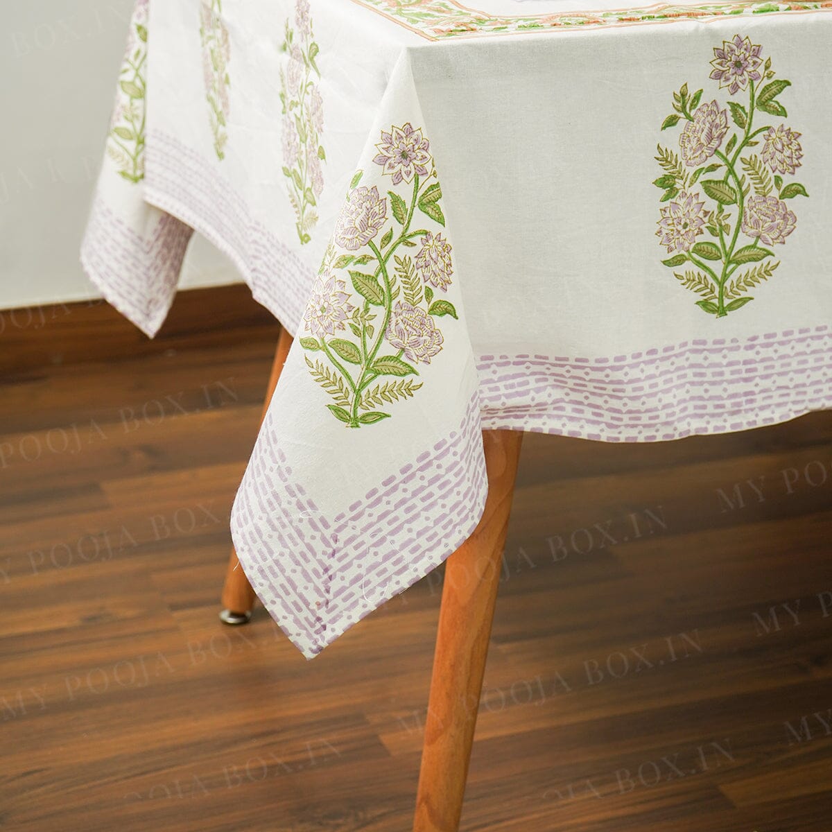Dahlia Floral Block Printed Tablecloth