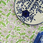 Dahlia Floral Block Printed Tablecloth