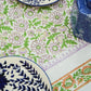 Dahlia Floral Block Printed Tablecloth