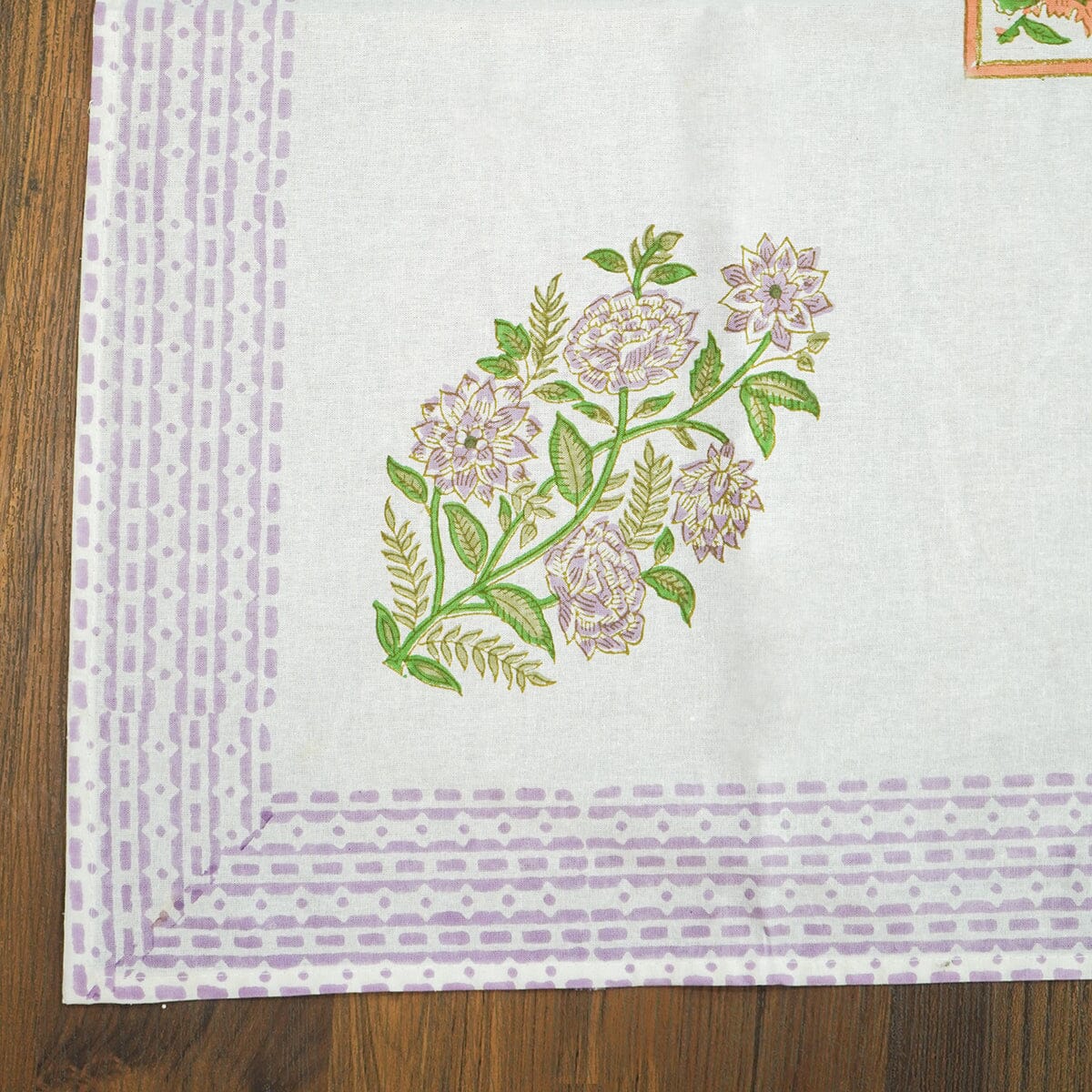 Dahlia Floral Block Printed Tablecloth