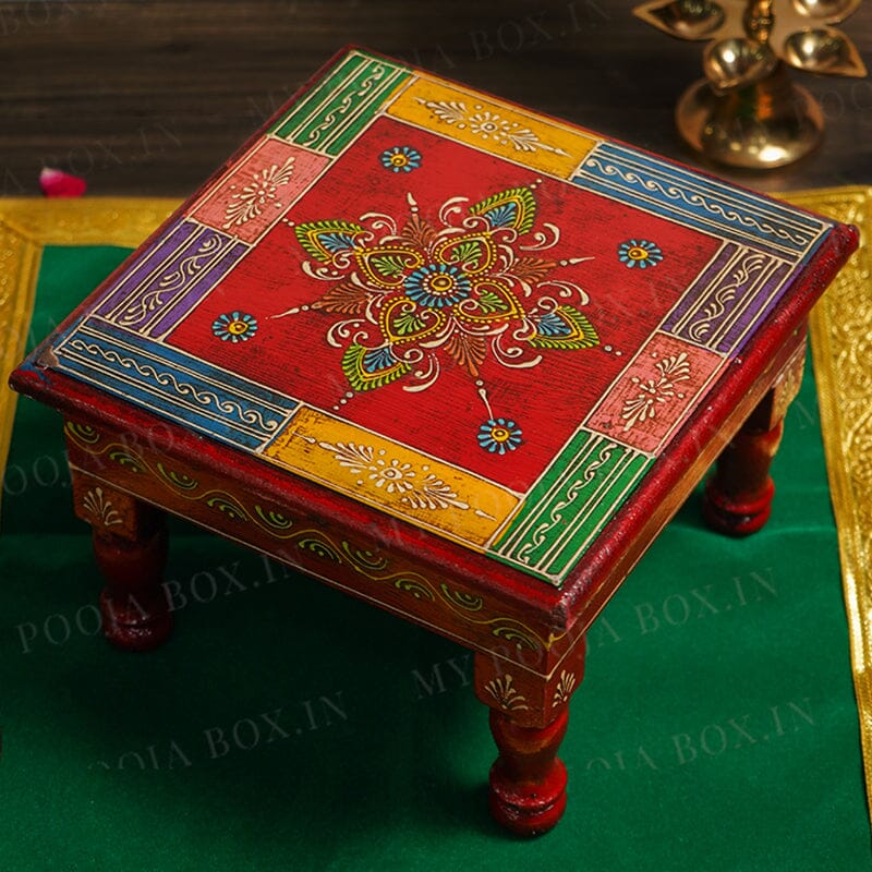 Decorative Wooden Bajot Chowki Set of 3