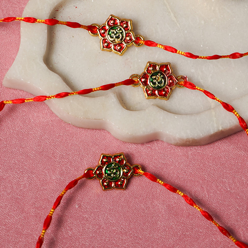 Floral OM Red Rakhi
