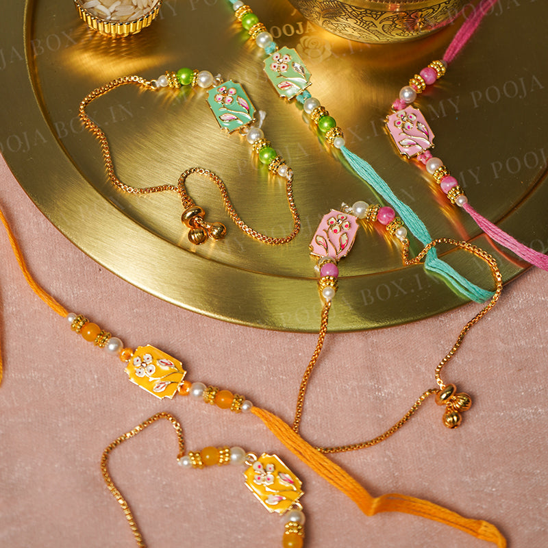 Cute Flower Fusion Bhaiya Bhabhi Rakhi