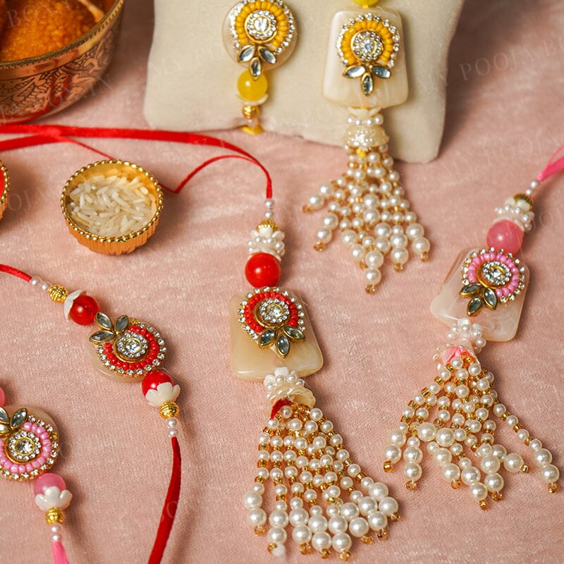 Shimmering Pearl Bhaiya Bhabhi Rakhi