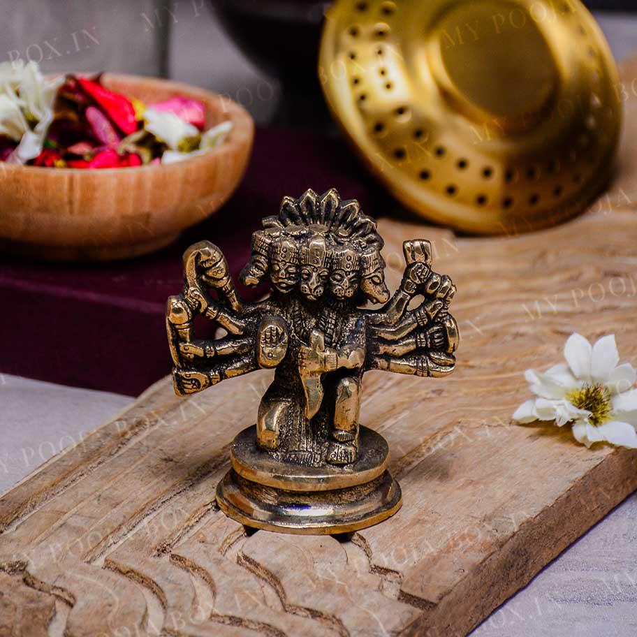 Brass Panchmukhi Hanuman Idol