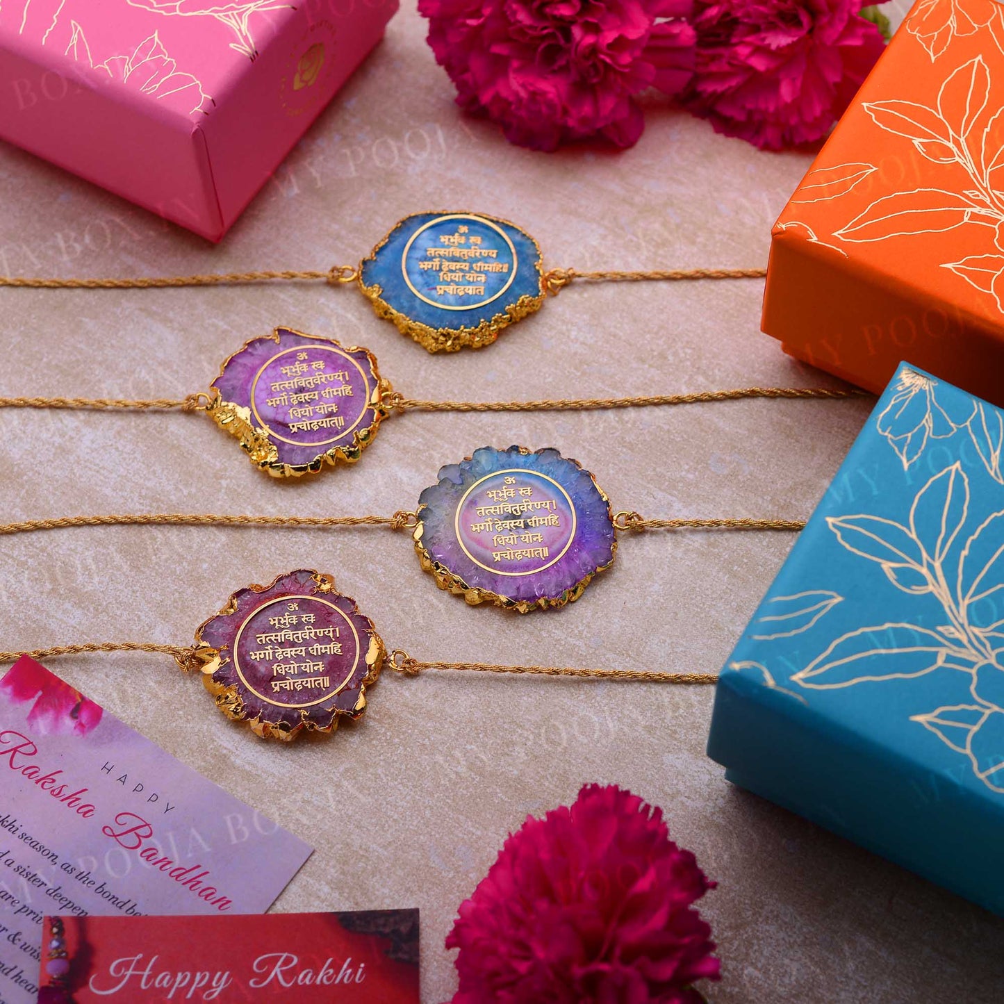 Gayatri Mantra Purple Agate Stone Rakhi