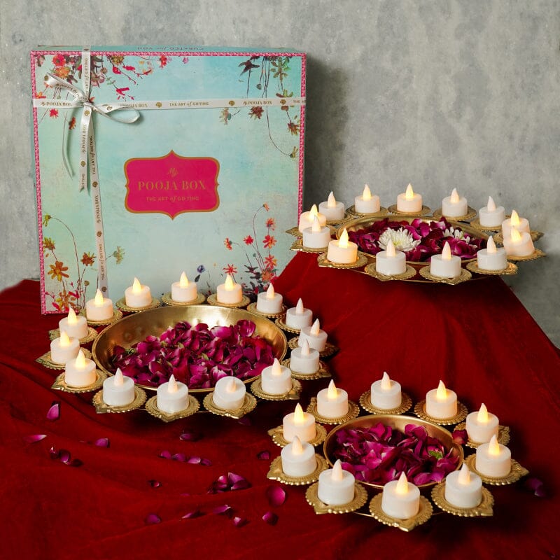 Aesthetic Floral Urli With Diya Gift Box