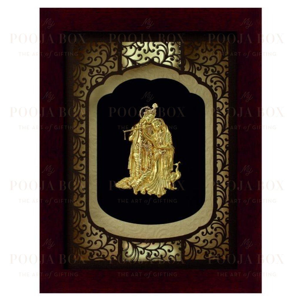 24K Gold Foil Big Radha Krishna Elite Frame Framed Paintings