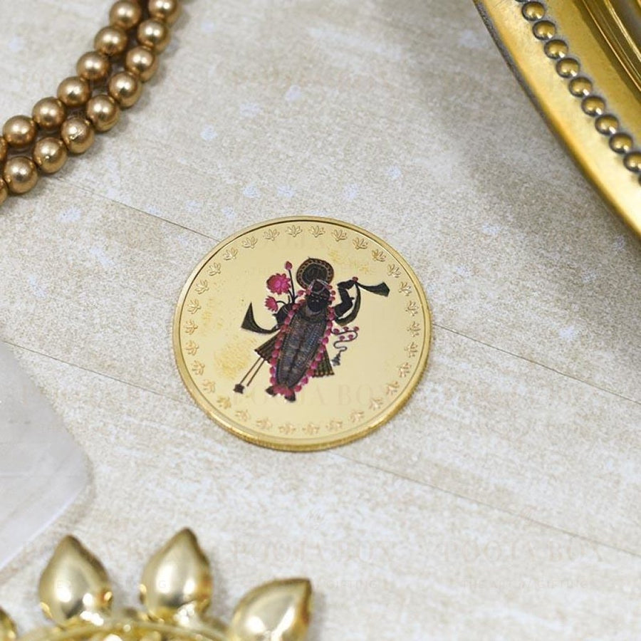 24K Gold Foil Shreenath Ji Coin & Bar