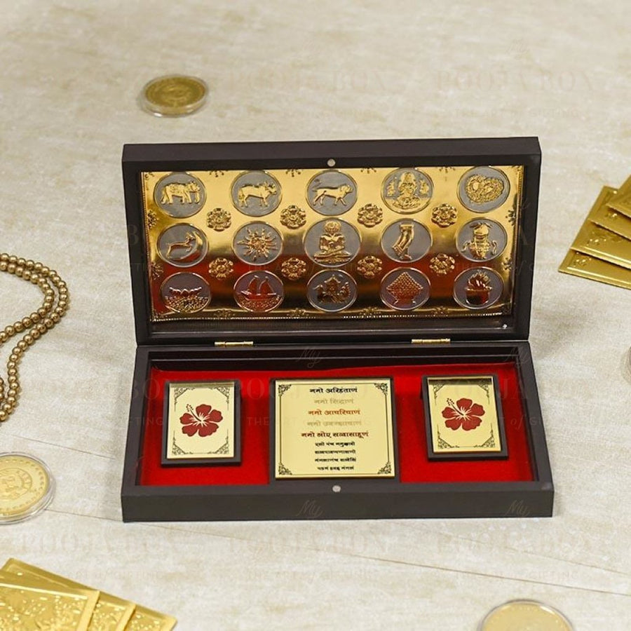 24K Gold Foil Tirthankara Rishabhanatha Pooja Box