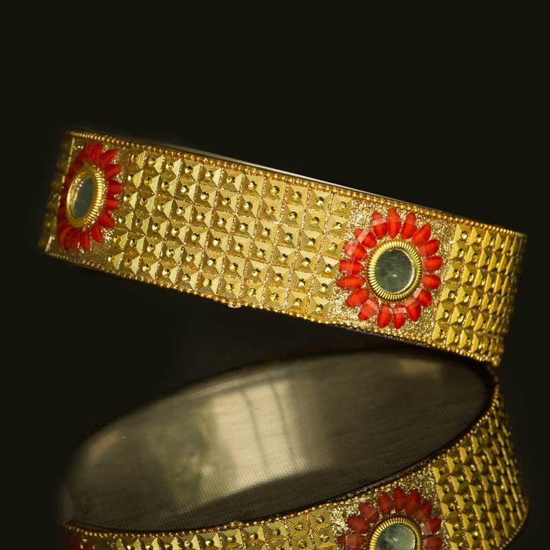 Embellished Thali Set - Golden & Red