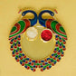 Pretty Minakari Peacock Pooja Platter with Two Bowls