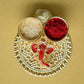 Dazzling Ganesha Golden Pooja Platter with Two Bowls