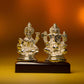 Antique Silver Laxmi Ganesh Murti on Wooden Platform