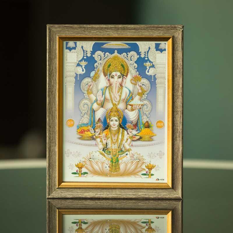 Auspicious Laxmi Ganesh Framed Painting