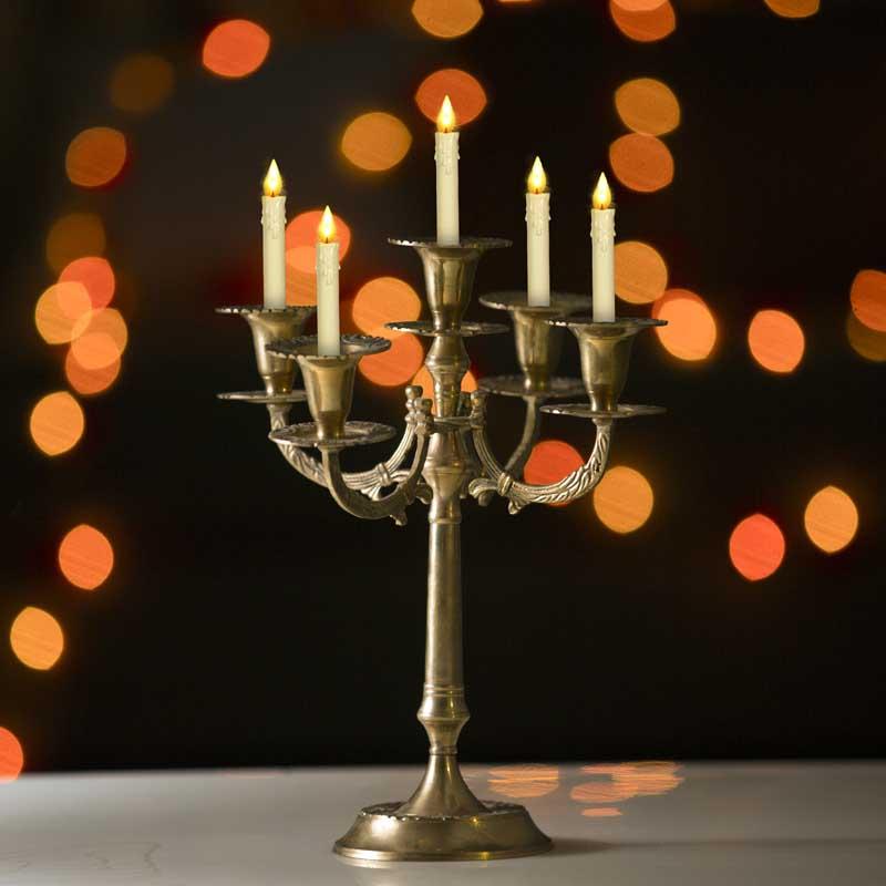 Antique Five Arm Brass Candle Holder