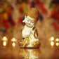 Pristine White and Gold Laughing Buddha (Set of 4)