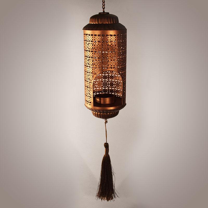 Exquisite Handcrafted Copper Caged T-Light Holder Hanging