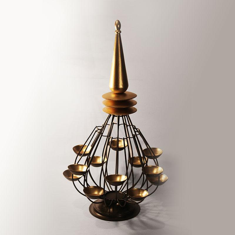 Magnificent Handcrafted Floor Gold Diya T-Light Holder