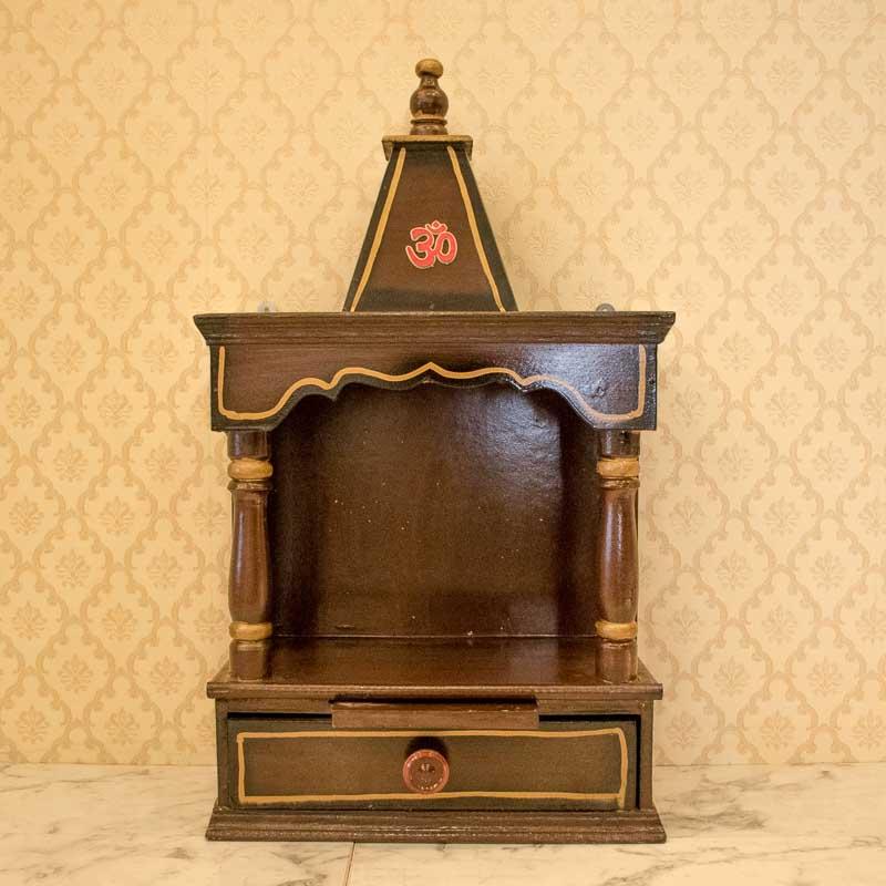 Traditional Wooden Brown Mandir