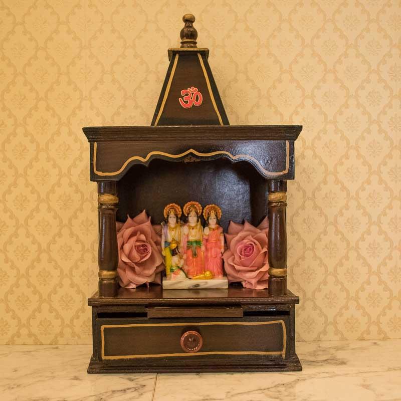 Traditional Wooden Brown Mandir