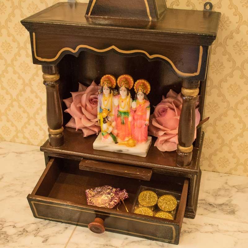 Traditional Wooden Brown Mandir