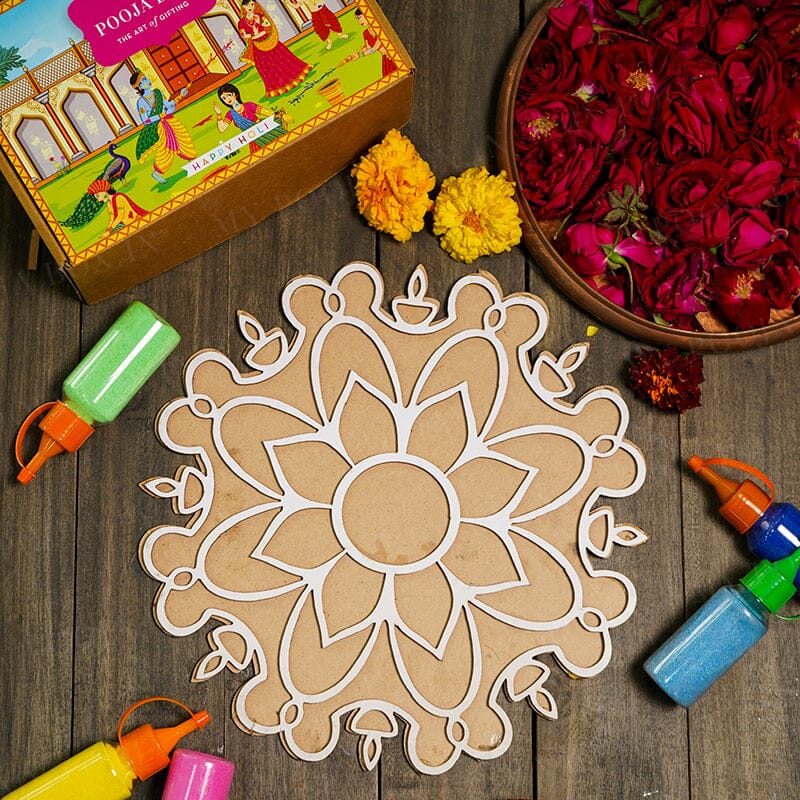 DIY Diya Pattern Rangoli Design Stencil 12"
