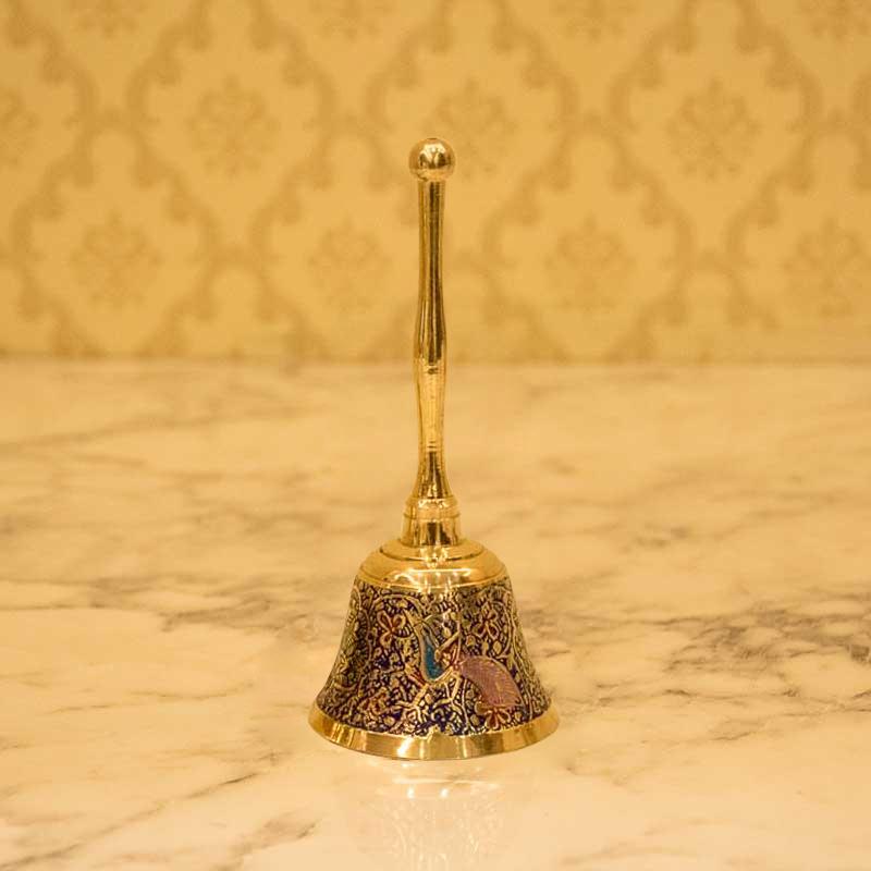 Designer Purple Peacock Brass Pooja Bell