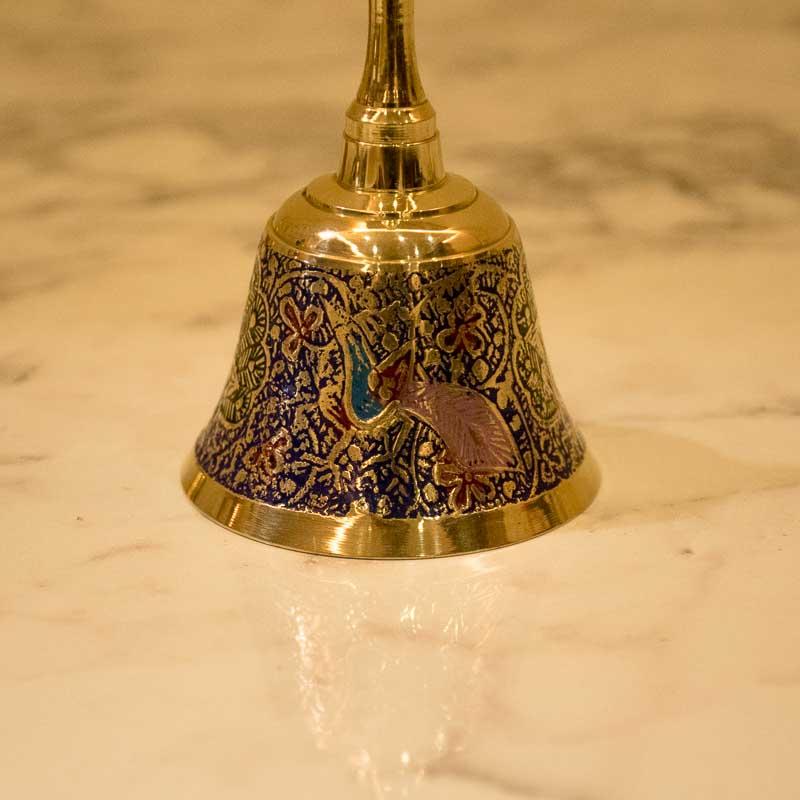 Designer Purple Peacock Brass Pooja Bell