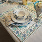 Neelam Blue Floral Block Print Cotton Table Mat Set Of 6