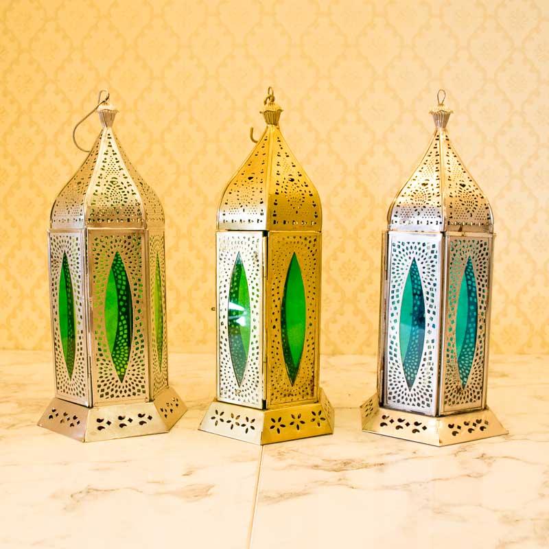 Vibrant Moroccan Hanging T-Light Lantern/Lamp (Set of 3)