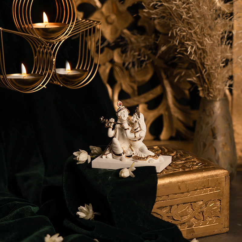 Charming Radha Krishna Gold Plated Idol