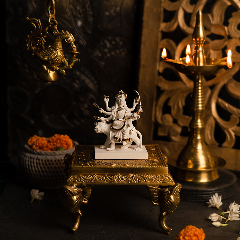 Mystical Sherawali Mata Gold Plated Idol