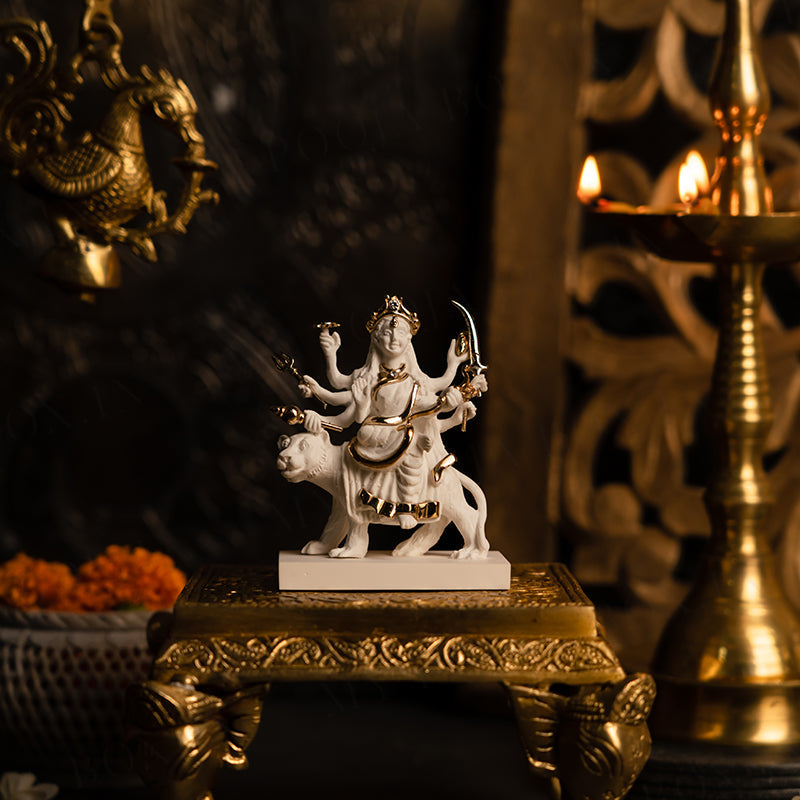 Mystical Sherawali Mata Gold Plated Idol