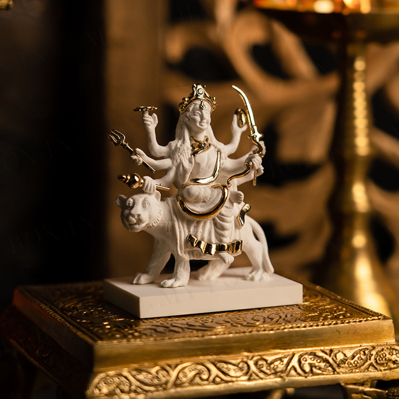 Mystical Sherawali Mata Gold Plated Idol