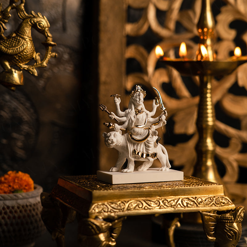 Mystical Sherawali Mata Gold Plated Idol