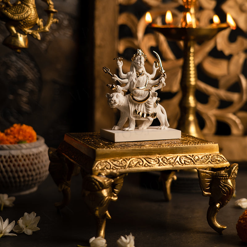 Mystical Sherawali Mata Gold Plated Idol