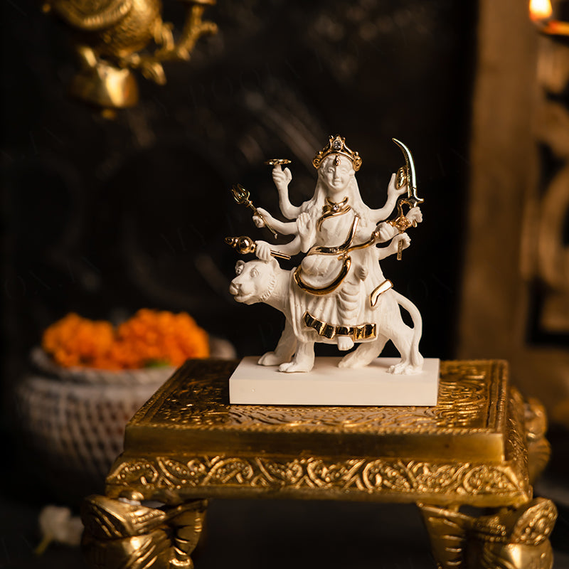 Mystical Sherawali Mata Gold Plated Idol