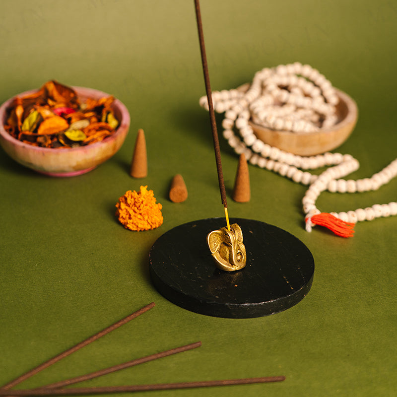 Divine Brass Ganesha Incense Holder