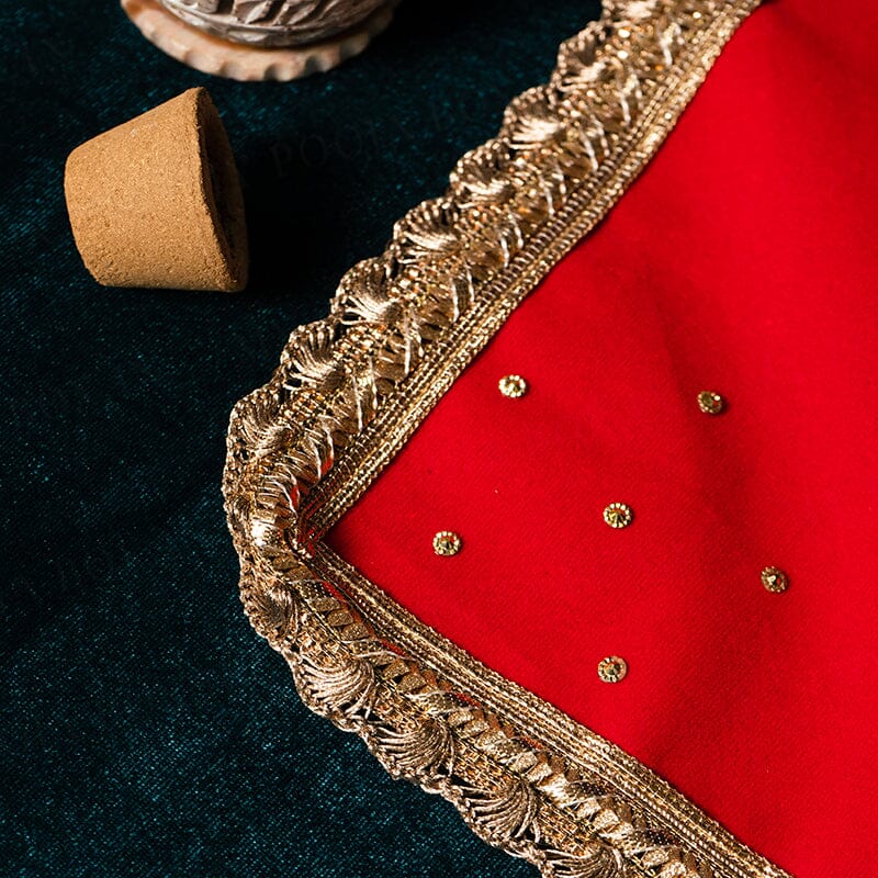 Velvet Pooja Mat Aasan Red