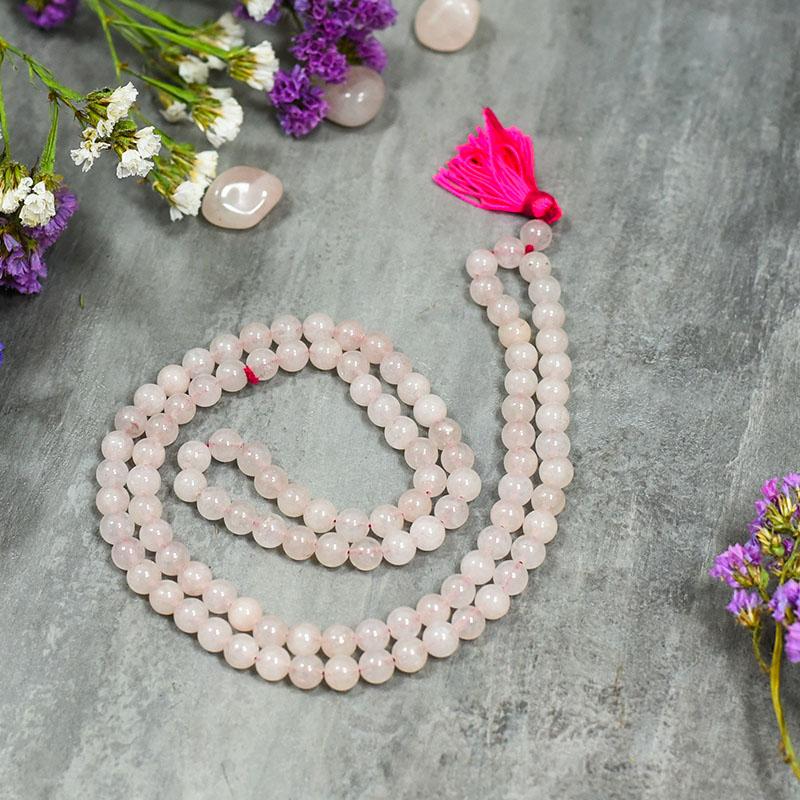 Rose Quartz Crystal Healing Mala (Stone of Love)