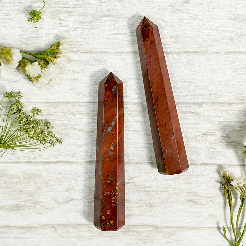 Red Jasper Crystal Healing Tower/Pencil (Set of 2)⎮Stability & Power