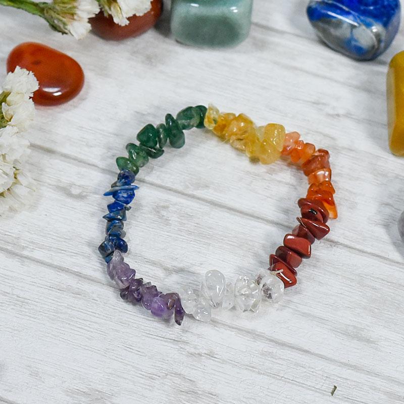 7 Chakra Natural Stone Chip Bracelet
