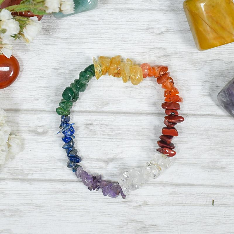 7 Chakra Natural Stone Chip Bracelet
