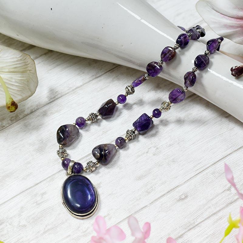 Amethyst Crystal Pendant Necklace
